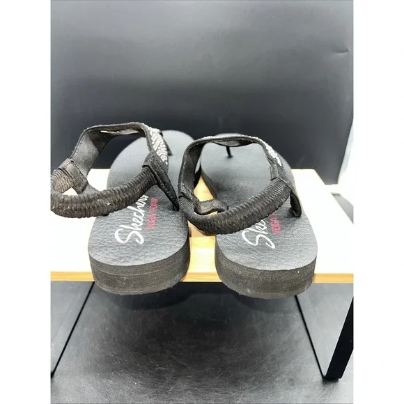 Skechers Yoga Meditation Moon Flip-Flop Sandals 32919 Black Jewell BEADED SZ 8 - Picture 3 of 6